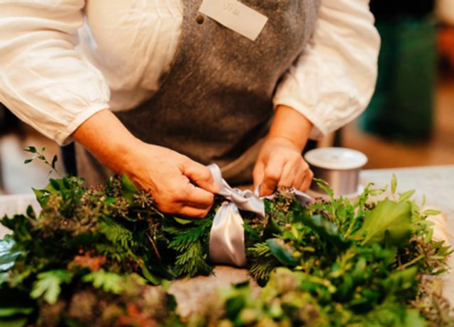 Christmas wreath making with afternoon tea